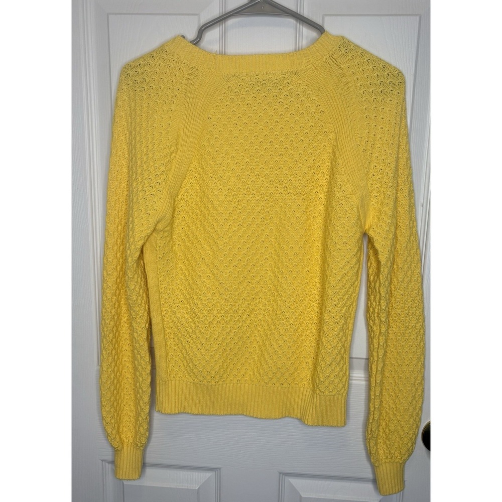 Loft Women's Textured Spring Sweater Yellow, Size XS, Crew Neck, Bright Cheery - Picture 3 of 4